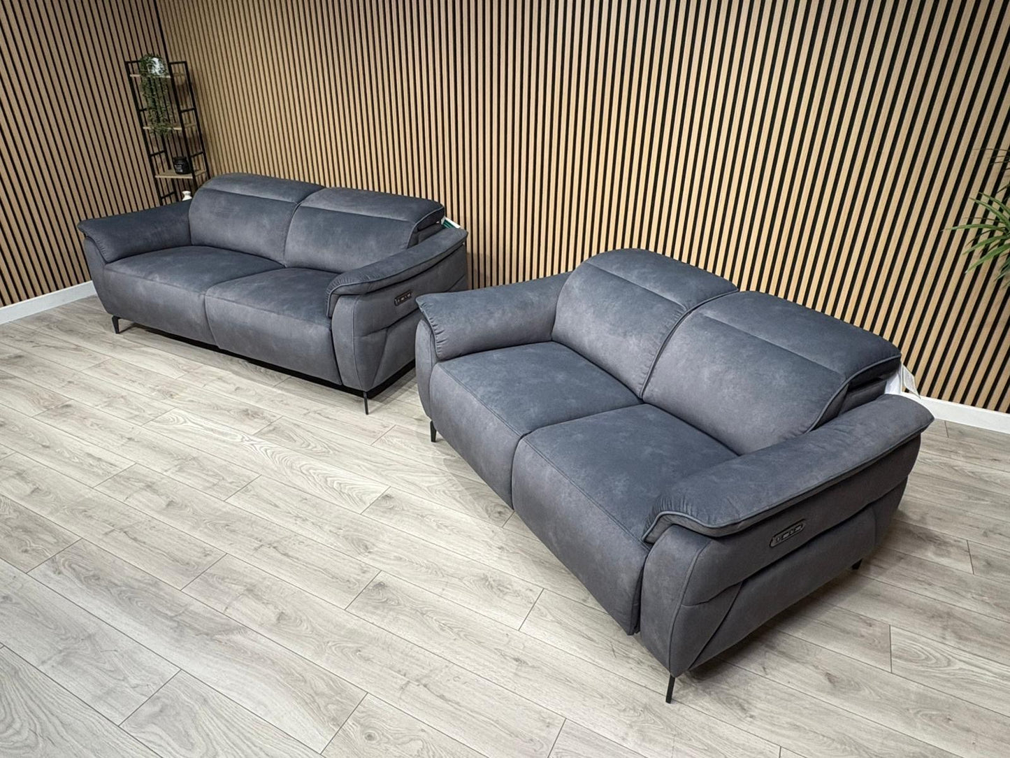 Furniture Village EZRA Style Fabric 3 Seater + 2 Seater Power Recliners - RRP £3890