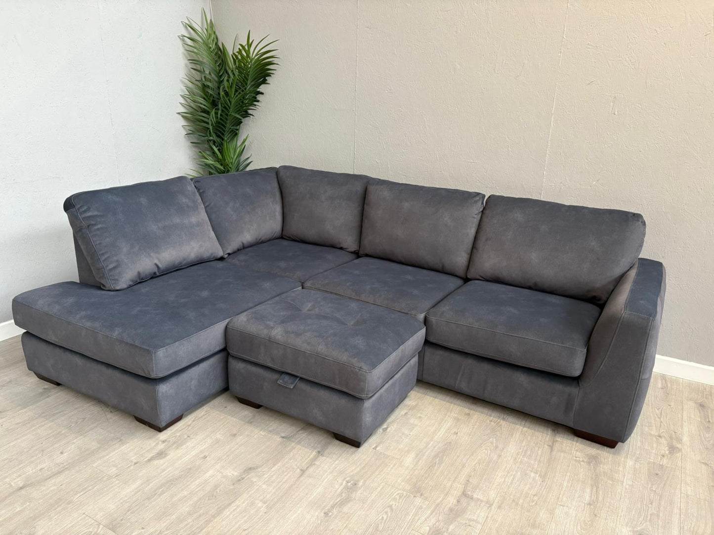 Furniture Village Dinky LHF Fabric Corner Chaise End Sofa + Footstool, RRP: £1890