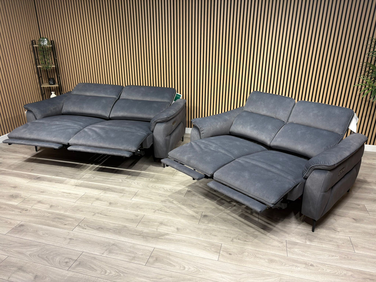 Furniture Village EZRA Style Fabric 3 Seater + 2 Seater Power Recliners - RRP £3890