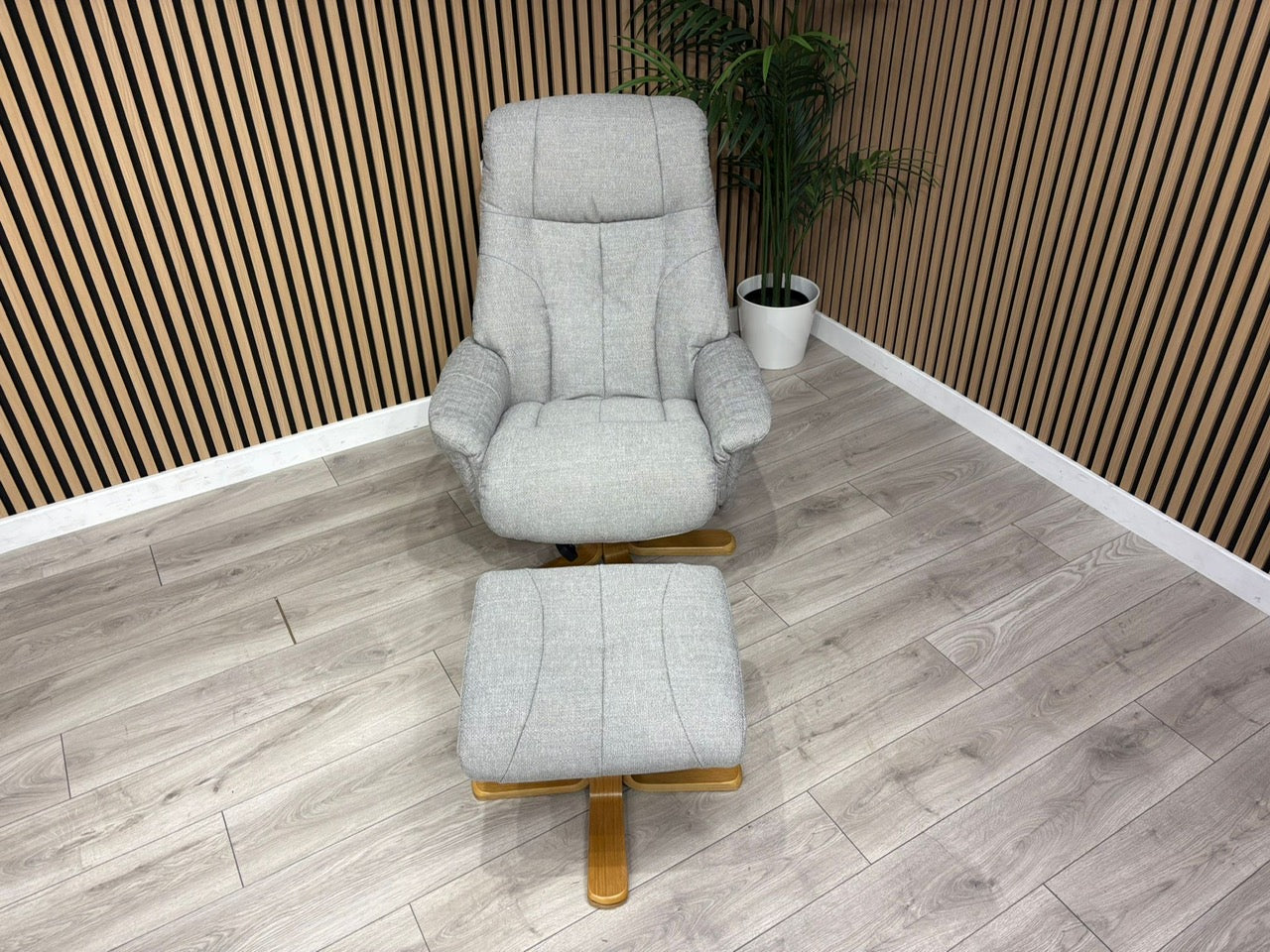 John Lewis Sample Relaxed Swivel Recliner Chair + Footstool - RRP £899