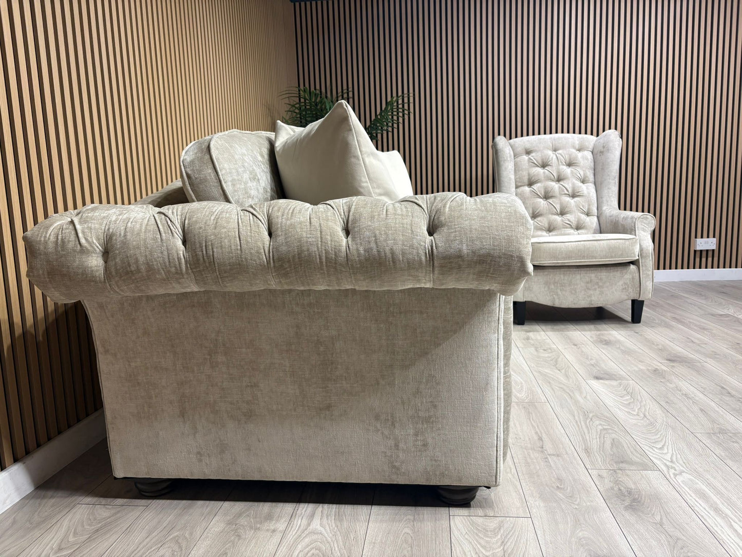 Victoria Fabric 3 Seater Sofa + Wingback Chair Set - RRP £3198