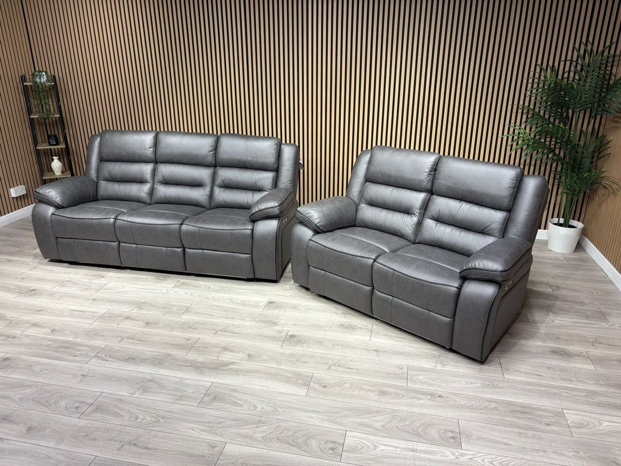 DFS Eigar Style Fabric 3+2 Seater Sofa Set Power Recliners + LED Lights RRP £2399