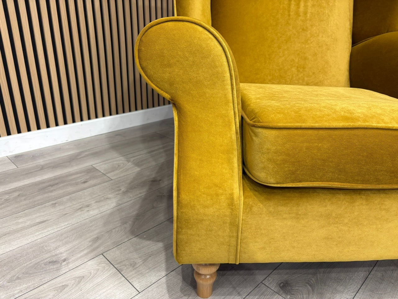 Habitat Fabric Wingback Chair / Armchair, Mustard - RRP £999