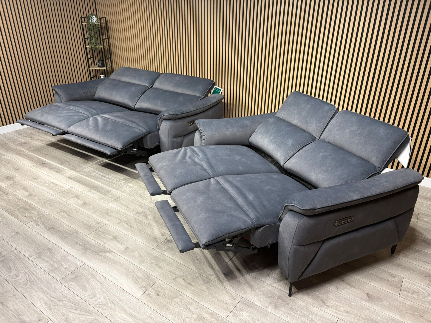 Furniture Village EZRA Style Fabric 3 Seater + 2 Seater Power Recliners - RRP £3890