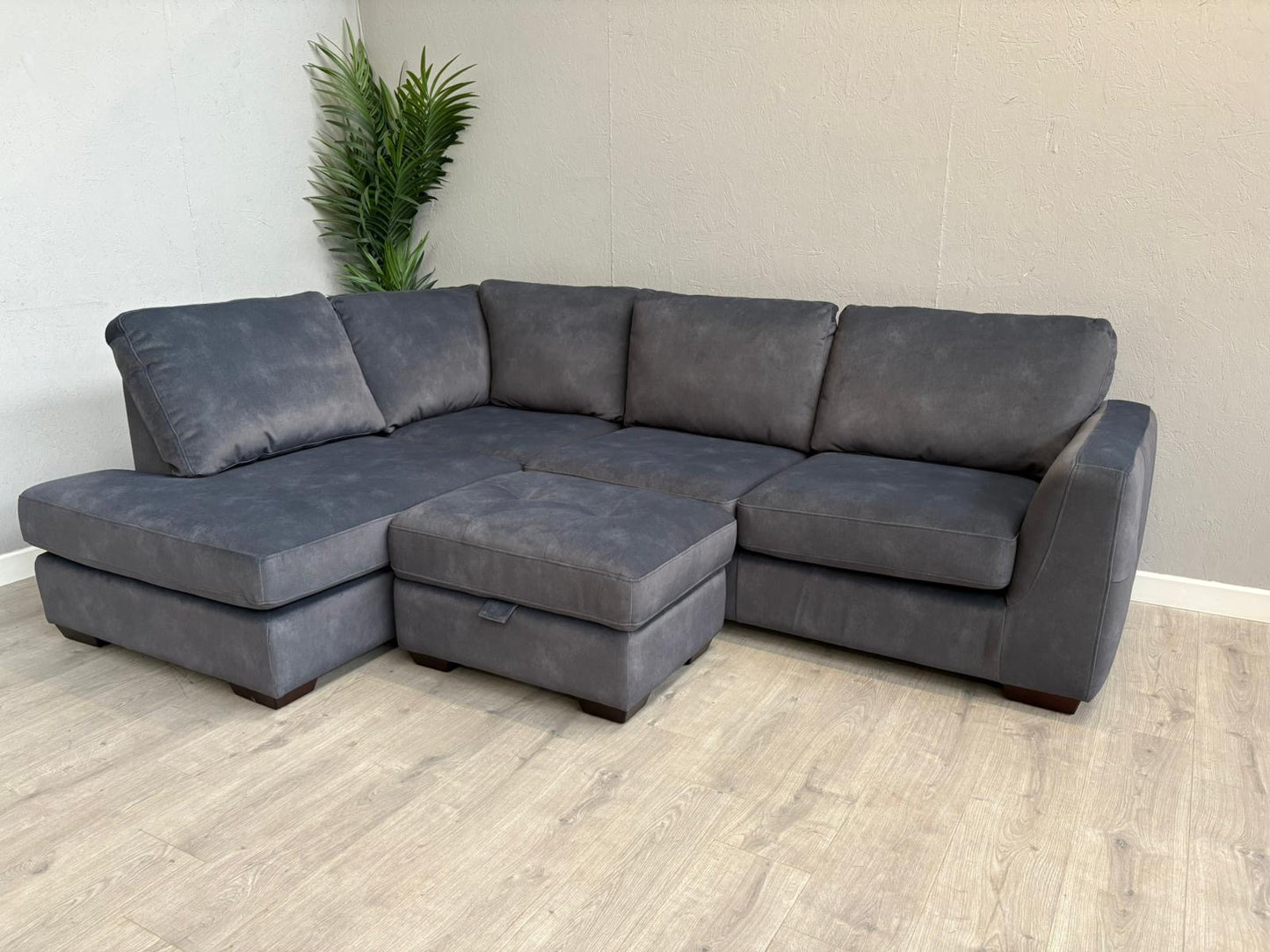 Furniture Village Dinky LHF Fabric Corner Chaise End Sofa + Footstool, RRP: £1890