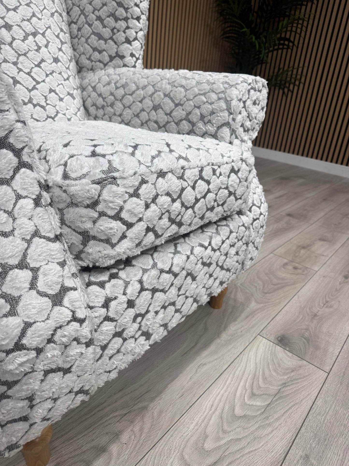 Habitat Fabric Wingback Chair / Armchair, Pebble- RRP £999