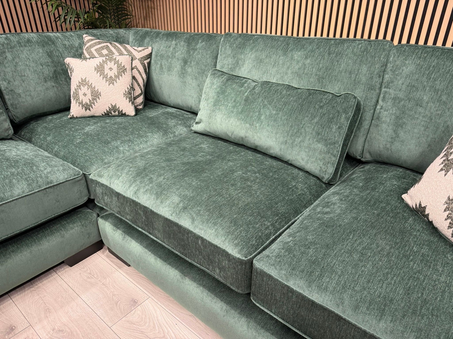 Sofology CAVALLI Style Fabric Open Chaise LHF Corner Sofa + Footstool - RRP £5398