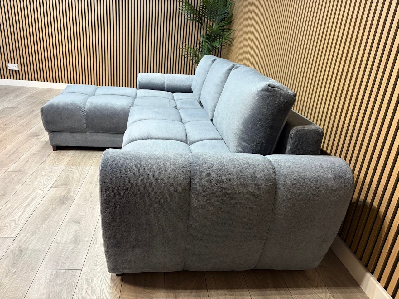 AZZURO Premium Fabric LHF Corner Chaise Sofa Bed with Storage, Grey - RRP £1,799