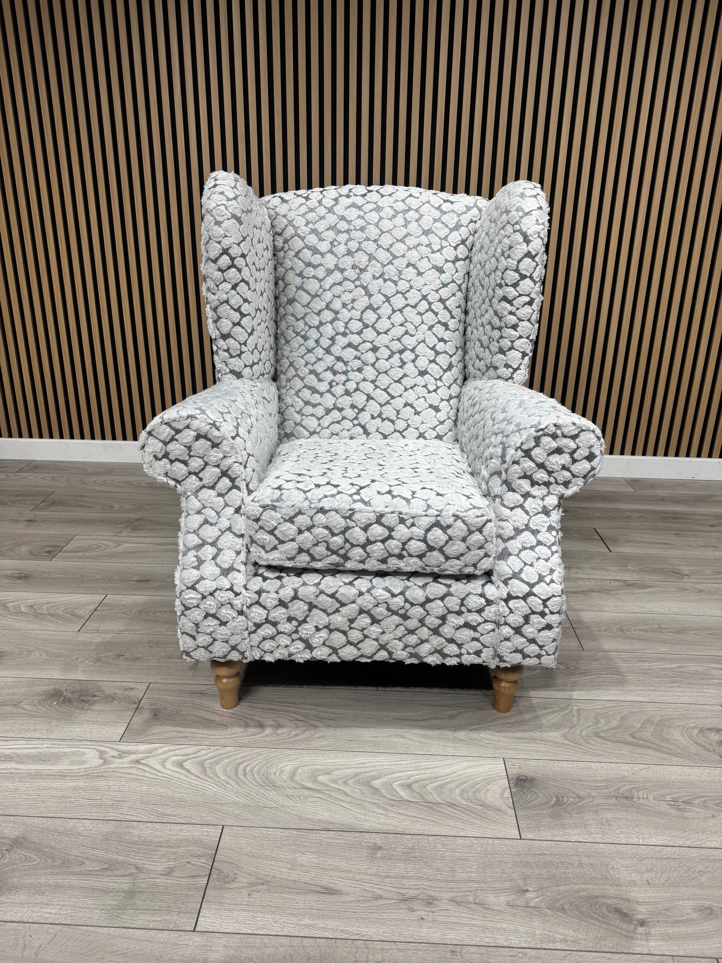 Habitat Fabric Wingback Chair / Armchair, Pebble- RRP £999