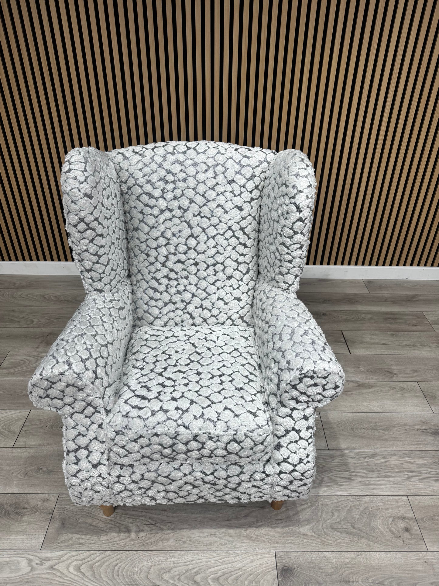 Habitat Fabric Wingback Chair / Armchair, Pebble- RRP £999