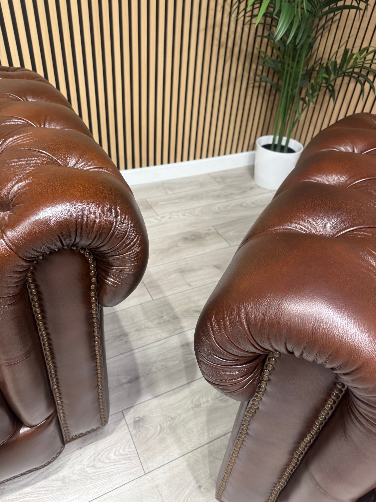 At The Helm Shackleton Style 3 Seater + 2 Armchairs Leather Chesterfield Sofa Set