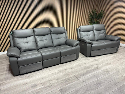 SOPHIA Leather 3+2 Seater Sofa Set Power Recliners RRP £3798