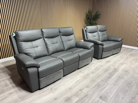 SOPHIA Leather 3+2 Seater Sofa Set Power Recliners RRP £3798