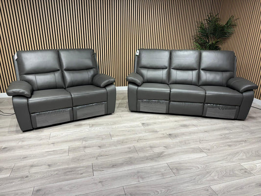 CANNES Leather 3+2 Seater Sofa Set Power Recliners RRP £3698