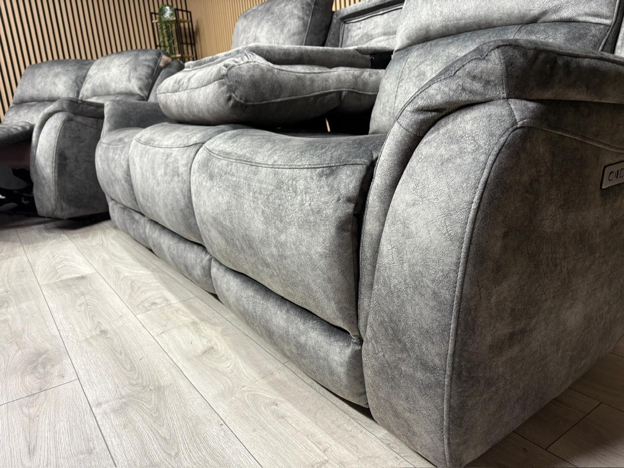 DFS Dylan Fabric 3 Seater + 2 Seater Sofa Set Power Recliners RRP £1878