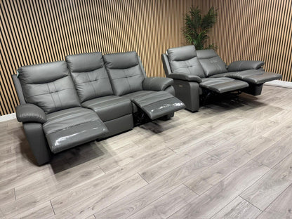 SOPHIA Leather 3+2 Seater Sofa Set Power Recliners RRP £3798