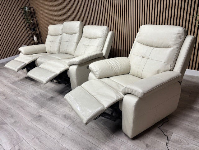 SOPHIA Leather 3 Seater Sofa + Armchair Set, Power Recliners RRP £3898