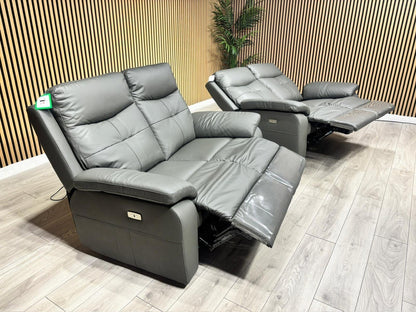 SOPHIA Leather 2+2 Seater Sofa Set Power Recliners RRP £3598