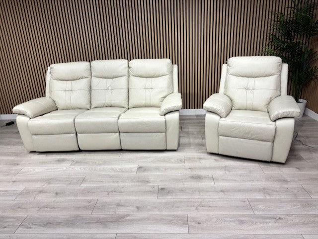 SOPHIA Leather 3 Seater Sofa + Armchair Set, Power Recliners RRP £3898