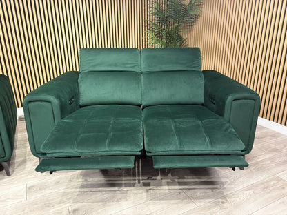 Furniture Village Elphaba Fabric 3+2 Seater Power Recliner Sofa Set with Storage Arms RRP £3240