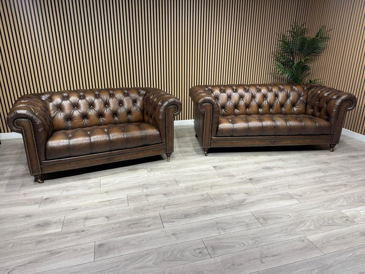 FV, At The Helm WALTER 3 Seater + 2 Seater Leather Chesterfield Sofa Set