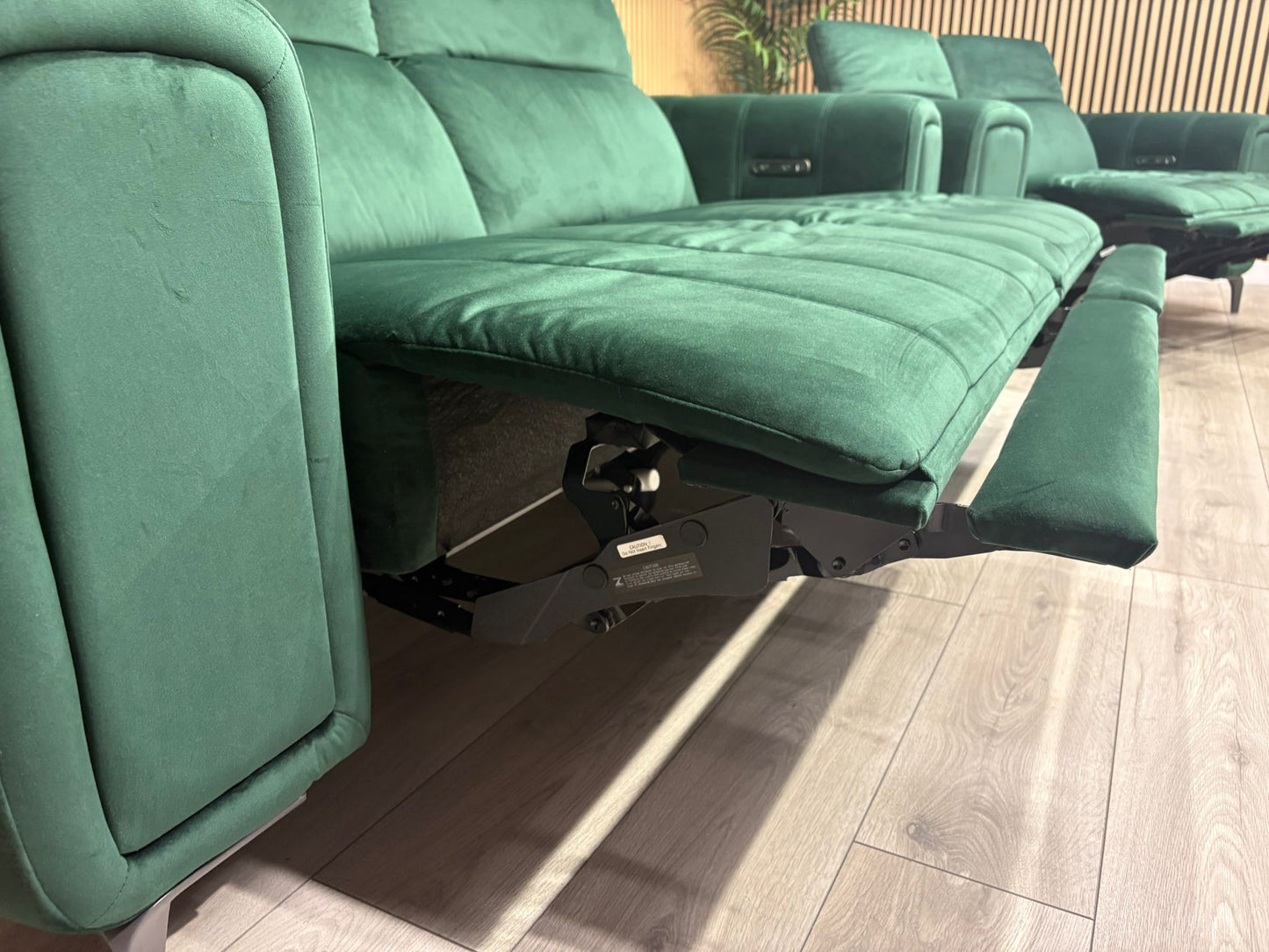 Furniture Village Elphaba Fabric 3+2 Seater Power Recliner Sofa Set with Storage Arms RRP £3240