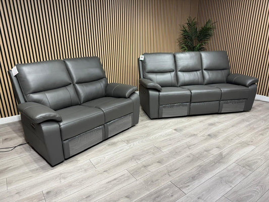 CANNES Leather 3+2 Seater Sofa Set Power Recliners RRP £3698