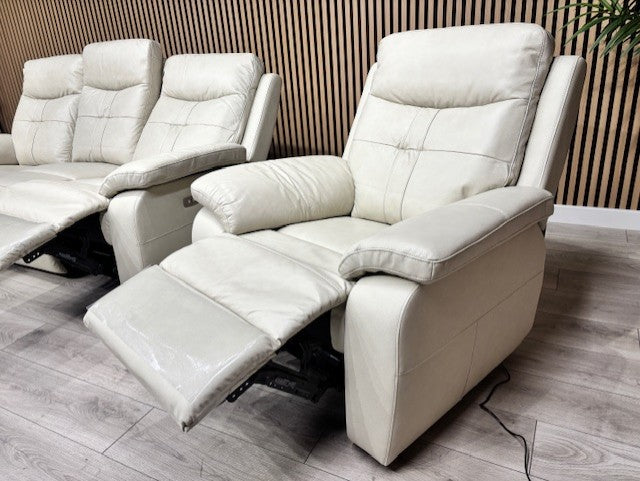 SOPHIA Leather 3 Seater Sofa + Armchair Set, Power Recliners RRP £3898