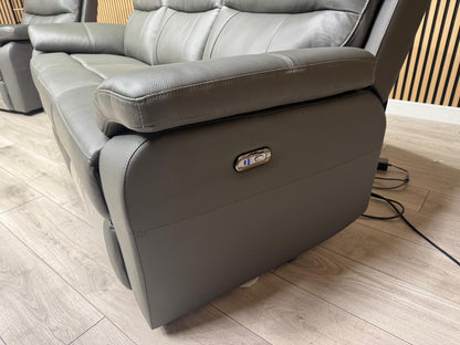 CANNES Leather 3 Seater + Armchair Set Power Recliners RRP £2895