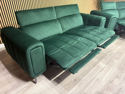 Furniture Village Elphaba Fabric 3+2 Seater Power Recliner Sofa Set with Storage Arms RRP £3240