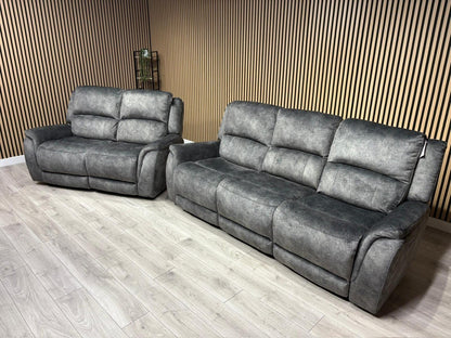 DFS Dylan Fabric 3 Seater + 2 Seater Sofa Set Power Recliners RRP £1878