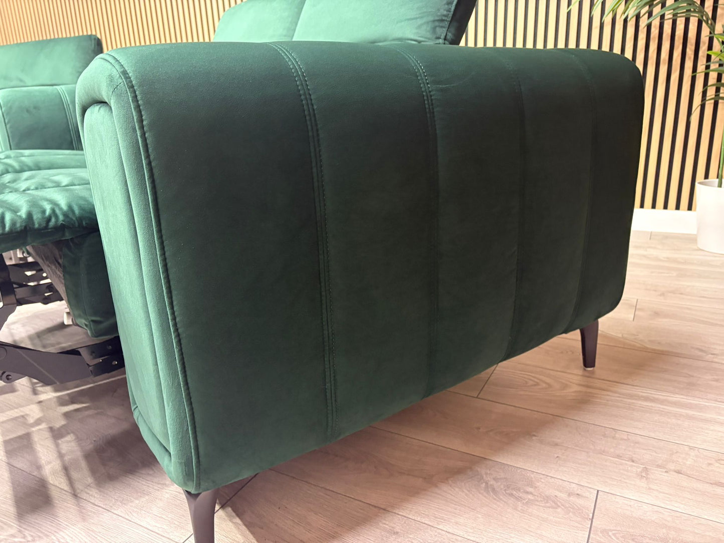 Furniture Village Elphaba Fabric 3+2 Seater Power Recliner Sofa Set with Storage Arms RRP £3240