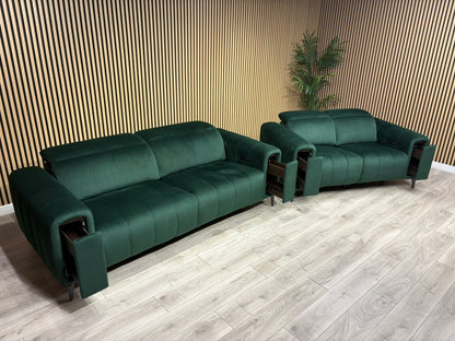 Furniture Village Elphaba Fabric 3+2 Seater Power Recliner Sofa Set with Storage Arms RRP £3240