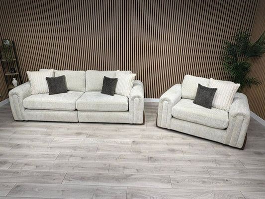 Sofology Marble Arch Fabric 4 Seater Sofa + Love Chair Set, RRP £3098
