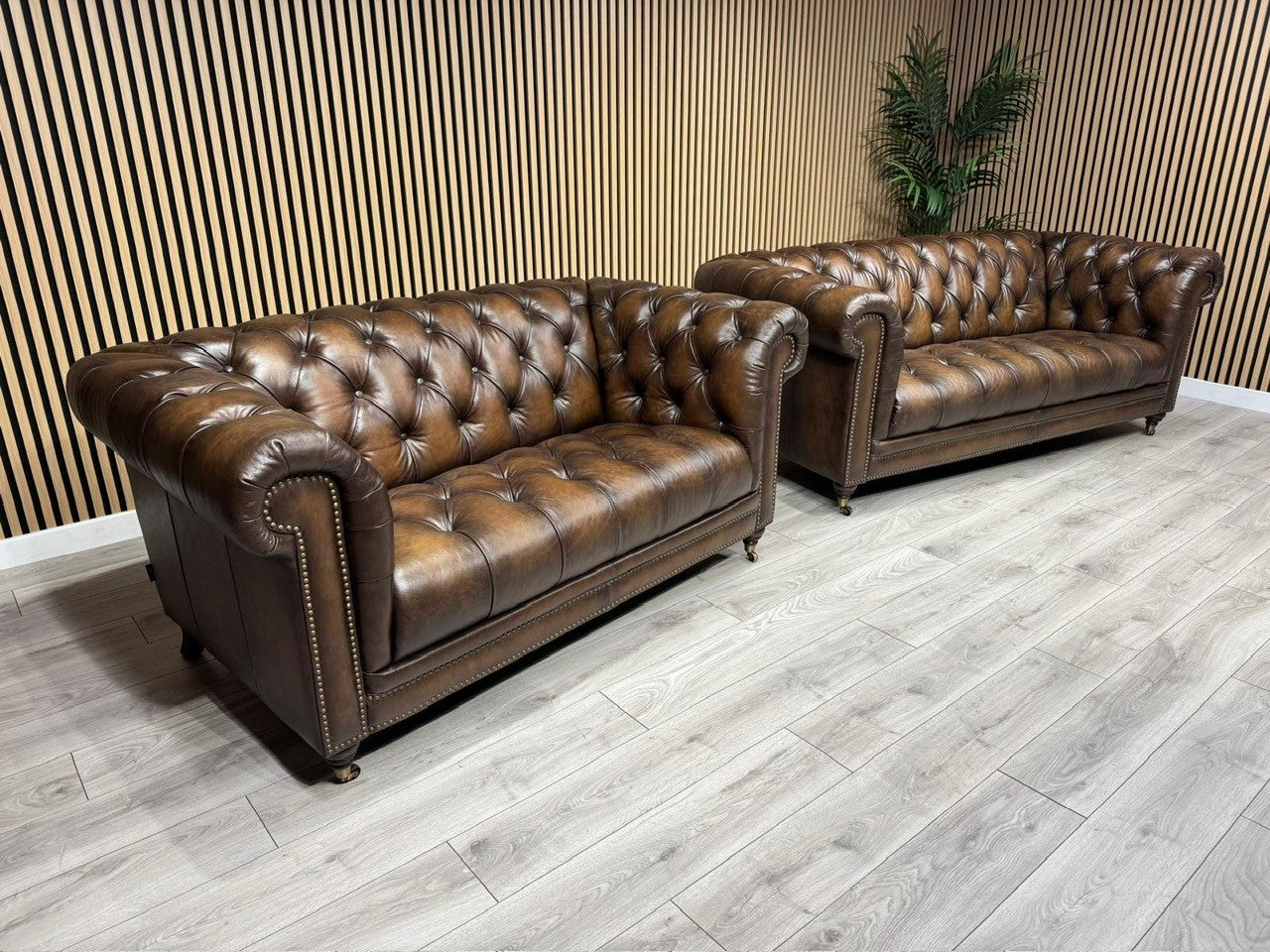 FV, At The Helm WALTER 3 Seater + 2 Seater Leather Chesterfield Sofa Set
