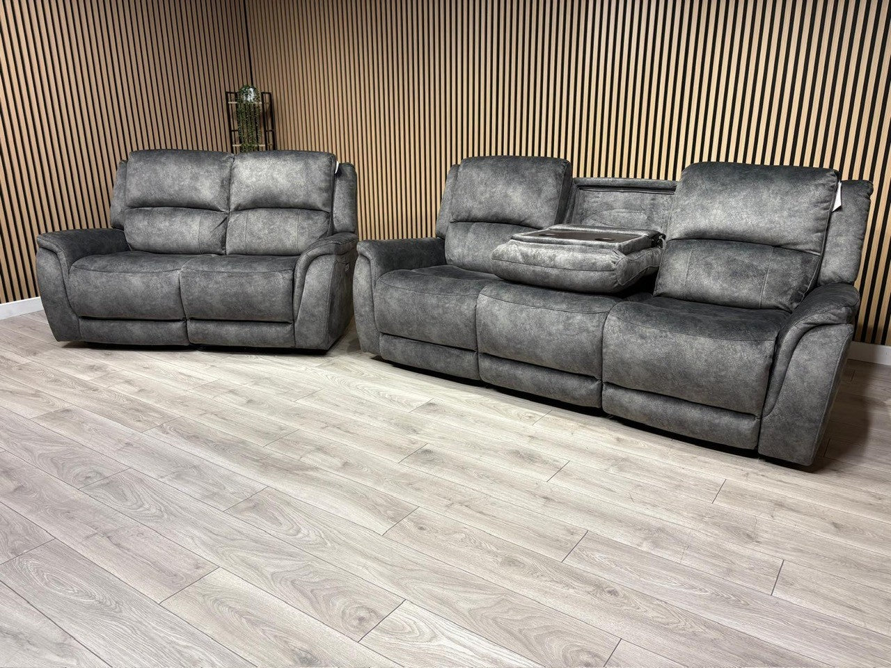 DFS Dylan Fabric 3 Seater + 2 Seater Sofa Set Power Recliners RRP £1878