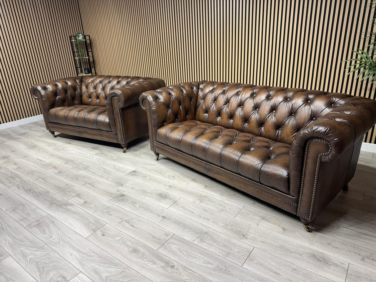 FV, At The Helm WALTER 3 Seater + 2 Seater Leather Chesterfield Sofa Set