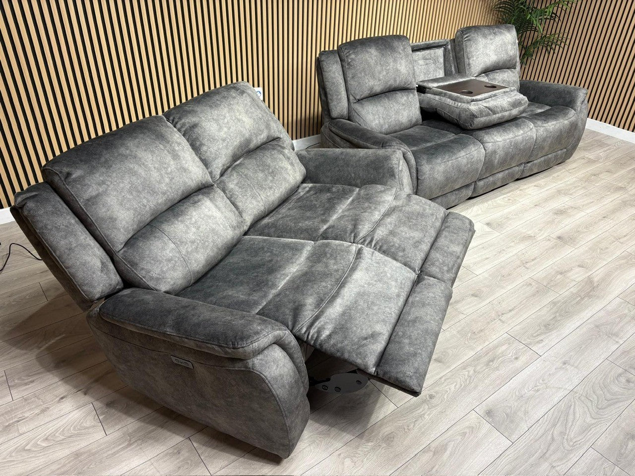 DFS Dylan Fabric 3 Seater + 2 Seater Sofa Set Power Recliners RRP £1878