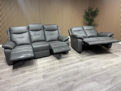 SOPHIA Leather 3+2 Seater Sofa Set Power Recliners RRP £3798