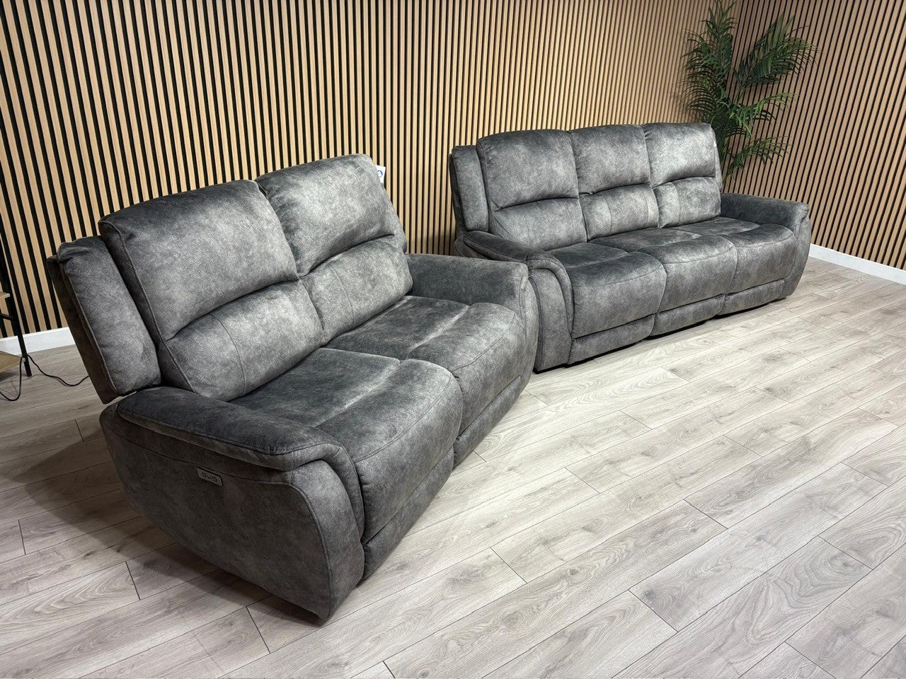 DFS Dylan Fabric 3 Seater + 2 Seater Sofa Set Power Recliners RRP £1878