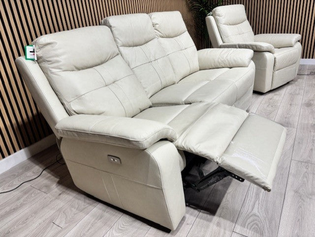 SOPHIA Leather 3 Seater Sofa + Armchair Set, Power Recliners RRP £3898