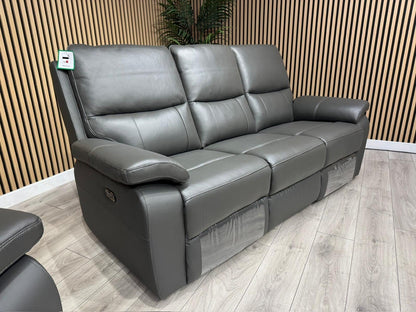 CANNES Leather 3 Seater Power Recliner Sofa RRP £1795