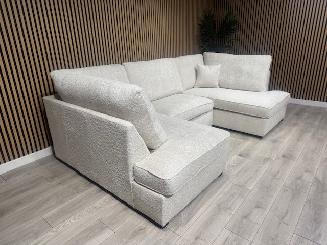 CARNABY Premium Fabric U Shaped Corner Chaise Sofa + Footstool - RRP £1,999