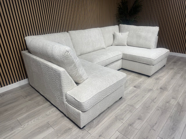 CARNABY Premium Fabric U Shaped Corner Chaise Sofa + Footstool - RRP £1,999