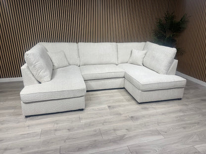 CARNABY Premium Fabric U Shaped Corner Chaise Sofa + Footstool - RRP £1,999