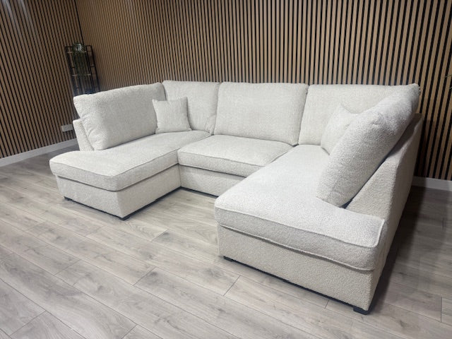 CARNABY Premium Fabric U Shaped Corner Chaise Sofa + Footstool - RRP £1,999