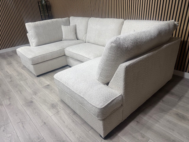 CARNABY Premium Fabric U Shaped Corner Chaise Sofa + Footstool - RRP £1,999