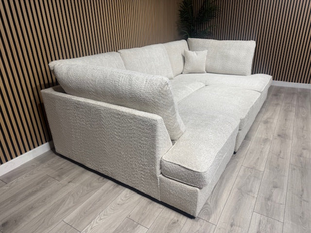 CARNABY Premium Fabric U Shaped Corner Chaise Sofa + Footstool - RRP £1,999