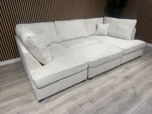 CARNABY Premium Fabric U Shaped Corner Chaise Sofa + Footstool - RRP £1,999