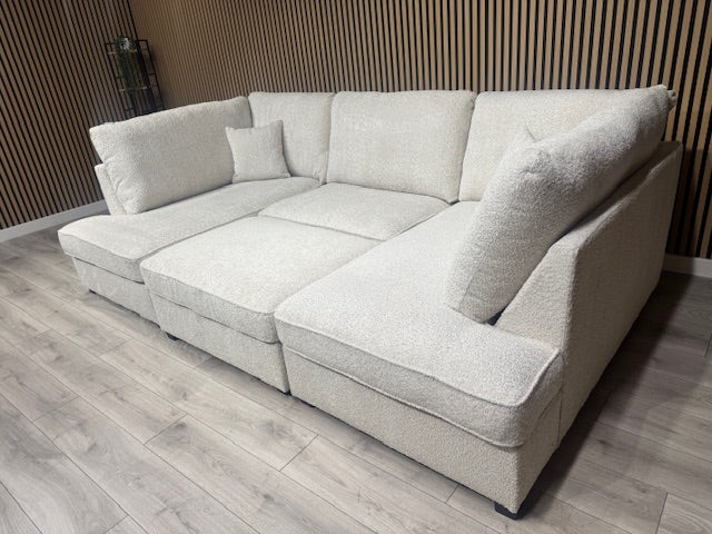 CARNABY Premium Fabric U Shaped Corner Chaise Sofa + Footstool - RRP £1,999